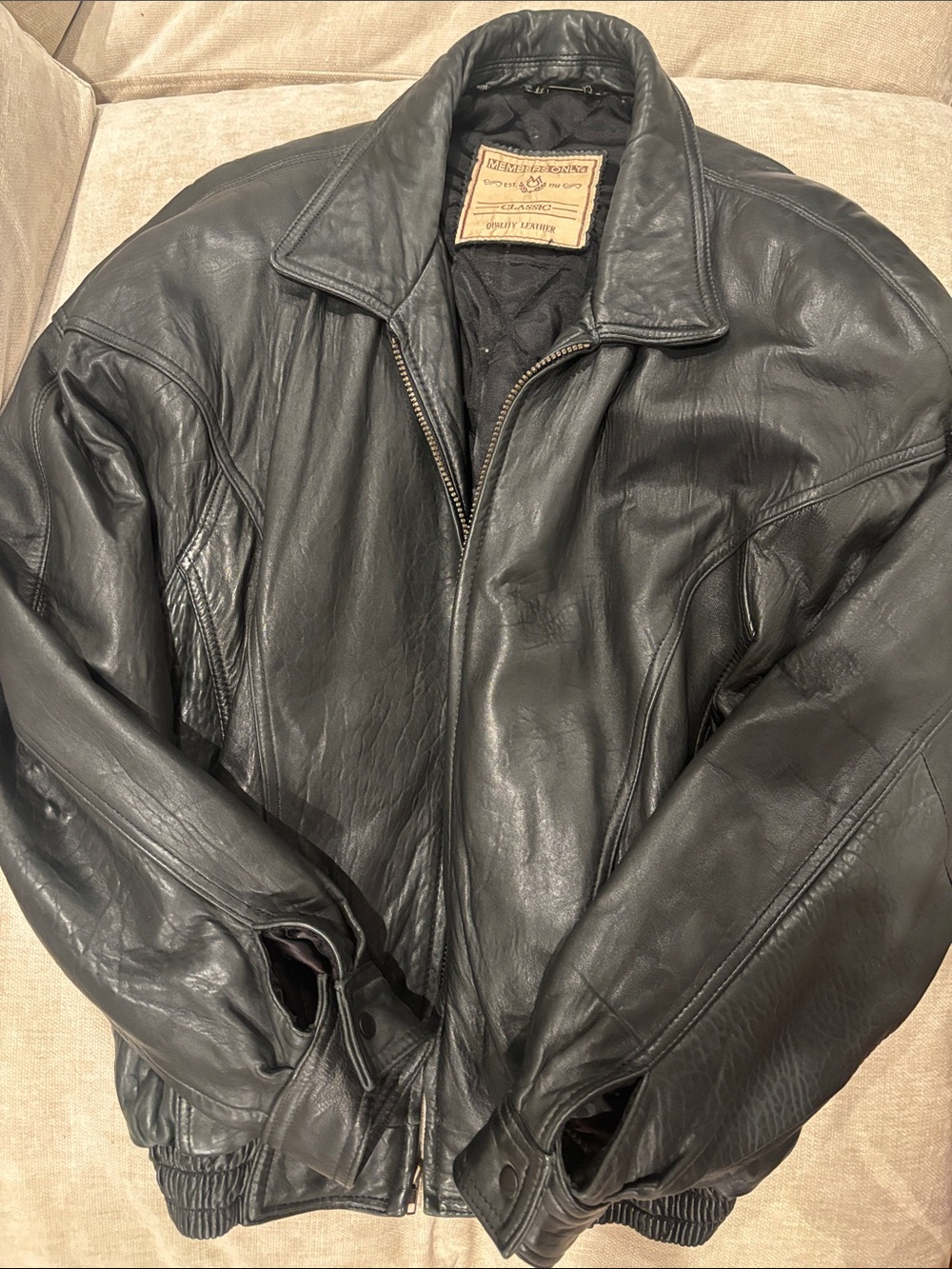VTG Members Only Classic Quality Leather Jacket Black - Size 46 (XL)